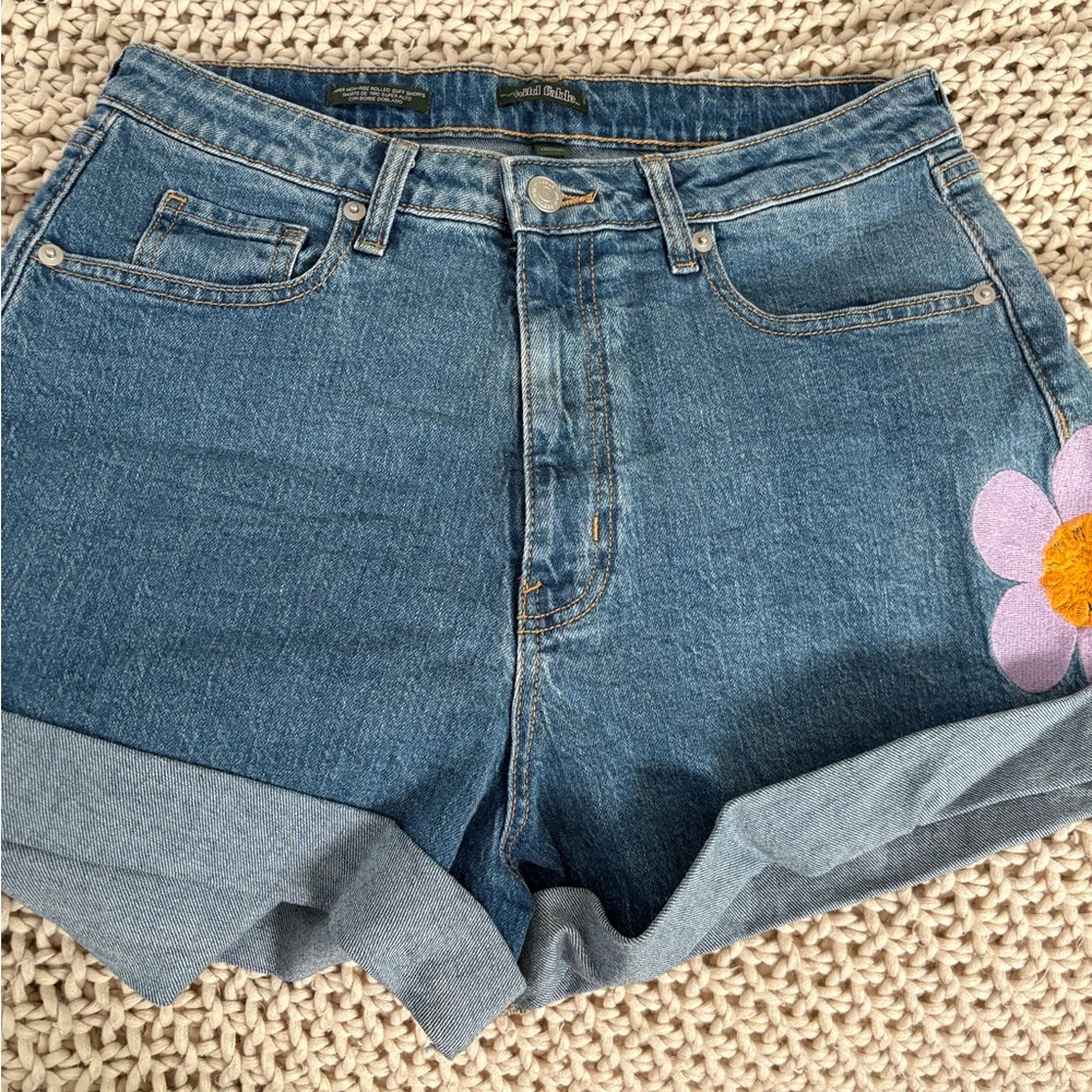 Wild Fable Blue Jean Shorts with Floral Accent
